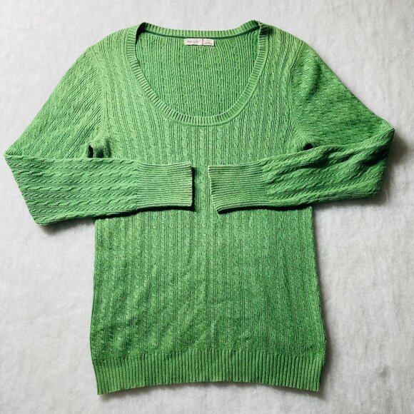 Vintage Old Navy Womens Green Scoop Neck Long Sleeve Cable Knit Sweater Size L - Picture 1 of 10